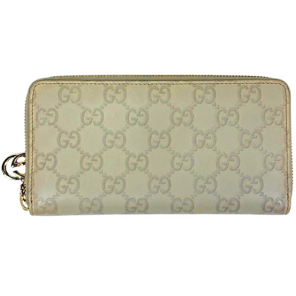 Gucci Guccissima Round Zip Long Wallet GG Guccissima Leather White